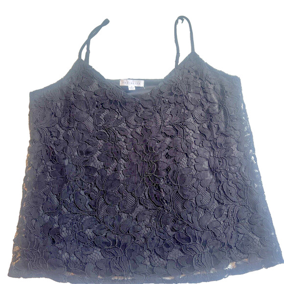 Socialite Set Of 2 Tank Top Camisole Black / Beige All-Lace V-Neck Size Medium - Picture 3 of 13